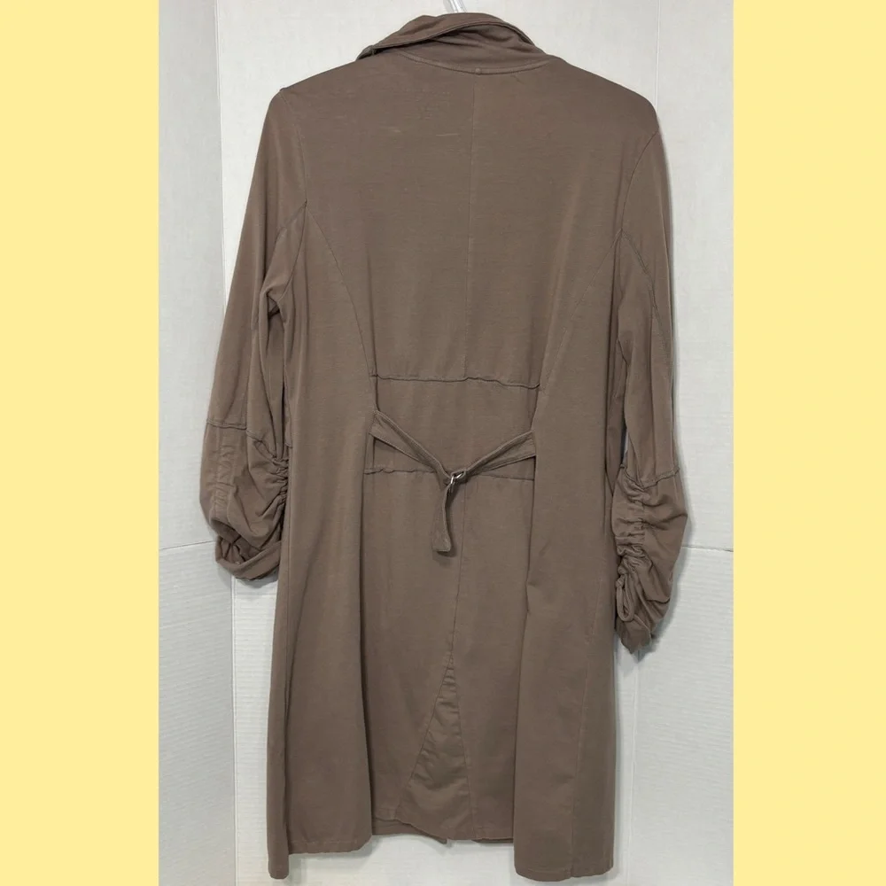 neon buddha Whimsigoth Button-Front Long Lightweight Trench Coat Cotton Tunic - Picture 3 of 9